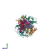 PDB entry 1zoy coloured by chain, side view.