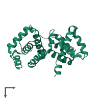 PDB entry 1zp2 coloured by chain, top view.