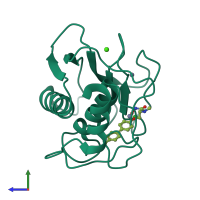 PDB entry 1zp5 coloured by chain, side view.