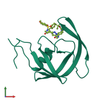 PDB entry 1zpa coloured by chain, front view.