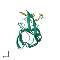 PDB entry 1zpa coloured by chain, side view.