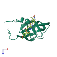 PDB entry 1zpa coloured by chain, top view.