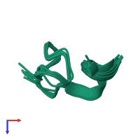 PDB entry 1zpx coloured by chain, ensemble of 10 models, top view.