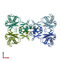 PDB entry 1zq7 coloured by chain, front view.