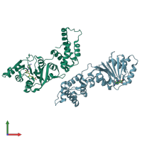 PDB entry 1zq9 coloured by chain, front view.