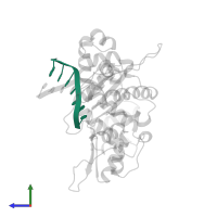 DNA (5'-D(*CP*AP*TP*TP*AP*GP*AP*A)-3') in PDB entry 1zqc, assembly 1, side view.