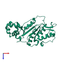 PDB entry 1zqv coloured by chain, top view.