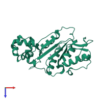 PDB entry 1zqz coloured by chain, top view.