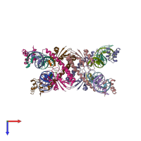 PDB entry 1zr4 coloured by chain, top view.