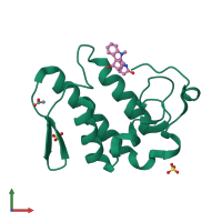 PDB entry 1zr8 coloured by chain, front view.