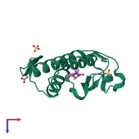 PDB entry 1zr8 coloured by chain, top view.