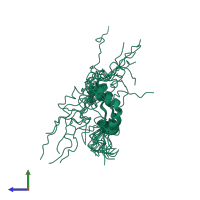 PDB entry 1zr9 coloured by chain, ensemble of 20 models, side view.