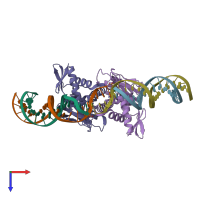 PDB entry 1zrd coloured by chain, top view.