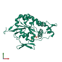 PDB entry 1zrh coloured by chain, front view.