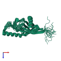 PDB entry 1zri coloured by chain, ensemble of 20 models, top view.