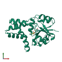 PDB entry 1zrm coloured by chain, front view.