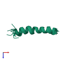PDB entry 1zrv coloured by chain, ensemble of 10 models, top view.