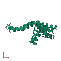 PDB entry 1zrx coloured by chain, ensemble of 10 models, front view.
