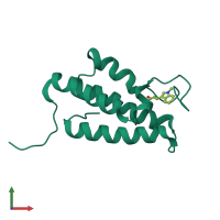 PDB entry 1zs5 coloured by chain, front view.