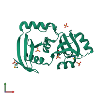 PDB entry 1zs7 coloured by chain, front view.