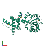 PDB entry 1zs9 coloured by chain, front view.