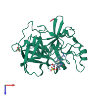 PDB entry 1zsk coloured by chain, top view.