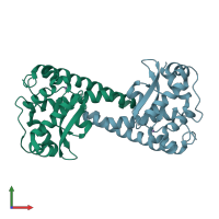 PDB entry 1zsp coloured by chain, front view.