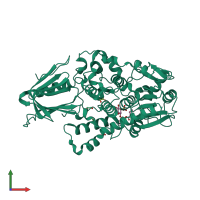 PDB entry 1zsq coloured by chain, front view.