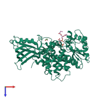 PDB entry 1zsq coloured by chain, top view.