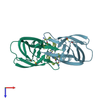 PDB entry 1zsr coloured by chain, top view.