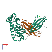 PDB entry 1zt1 coloured by chain, top view.