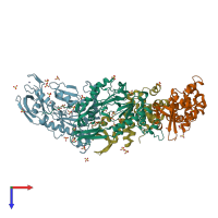 PDB entry 1zt2 coloured by chain, top view.