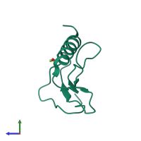 PDB entry 1zt3 coloured by chain, side view.
