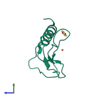 PDB entry 1zt5 coloured by chain, side view.