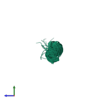 PDB entry 1zta coloured by chain, ensemble of 20 models, side view.