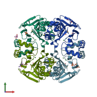 PDB entry 1ztc coloured by chain, front view.