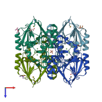 PDB entry 1ztc coloured by chain, top view.