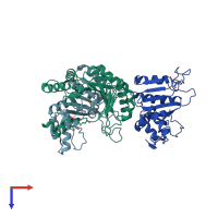 PDB entry 1ztp coloured by chain, top view.