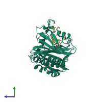 PDB entry 1ztu coloured by chain, side view.