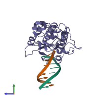 PDB entry 1ztw coloured by chain, side view.