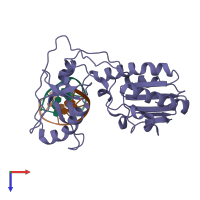 PDB entry 1ztw coloured by chain, top view.
