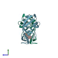 PDB entry 1ztz coloured by chain, side view.