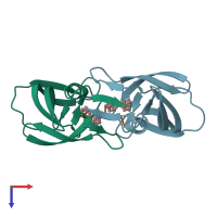 PDB entry 1ztz coloured by chain, top view.