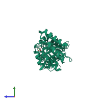 PDB entry 1zu4 coloured by chain, side view.