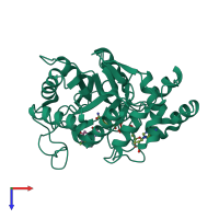 PDB entry 1zua coloured by chain, top view.