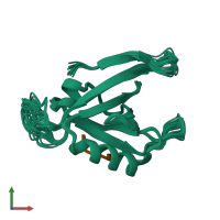 PDB entry 1zub coloured by chain, ensemble of 20 models, front view.