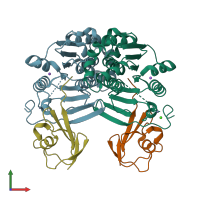 PDB entry 1zud coloured by chain, front view.