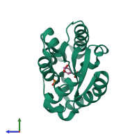 PDB entry 1zui coloured by chain, side view.