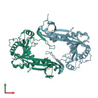 PDB entry 1zup coloured by chain, front view.
