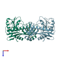 PDB entry 1zup coloured by chain, top view.